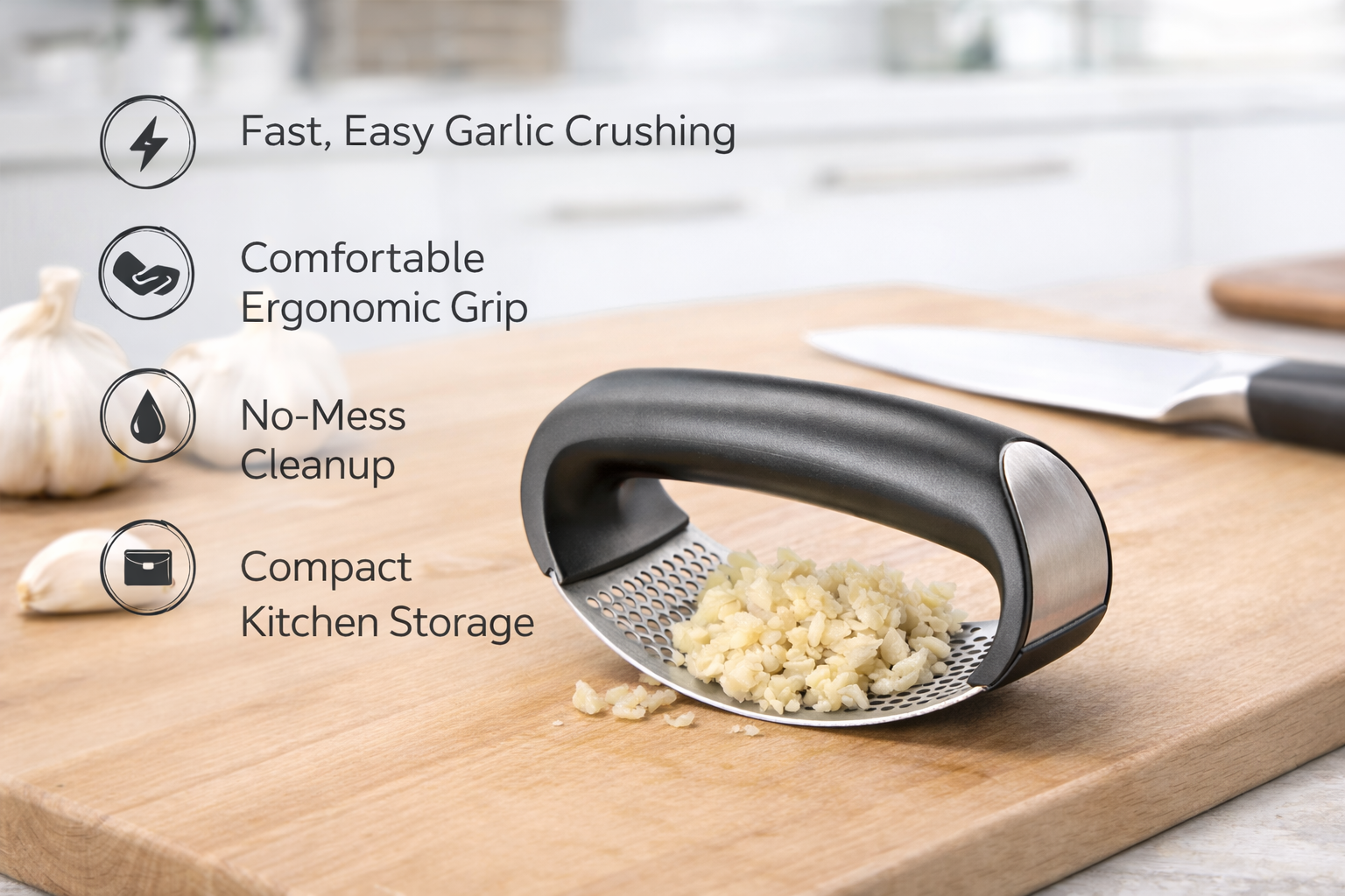 Easy Rock Garlic Press – Premium Stainless Steel Crusher