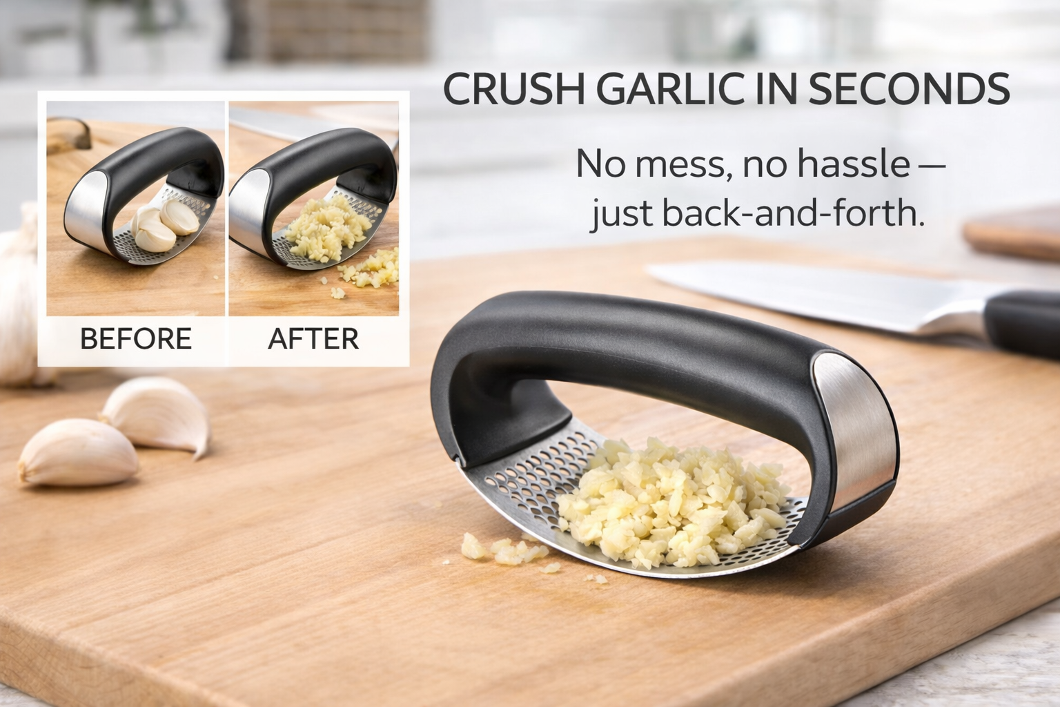 Easy Rock Garlic Press – Premium Stainless Steel Crusher